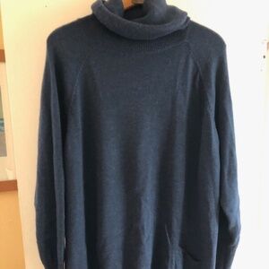 Eileen Fisher blue merino wool cowl neck sweater - small